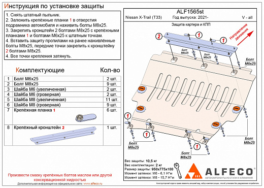 Защита картера и КПП Nissan X-Trail T33 2021-