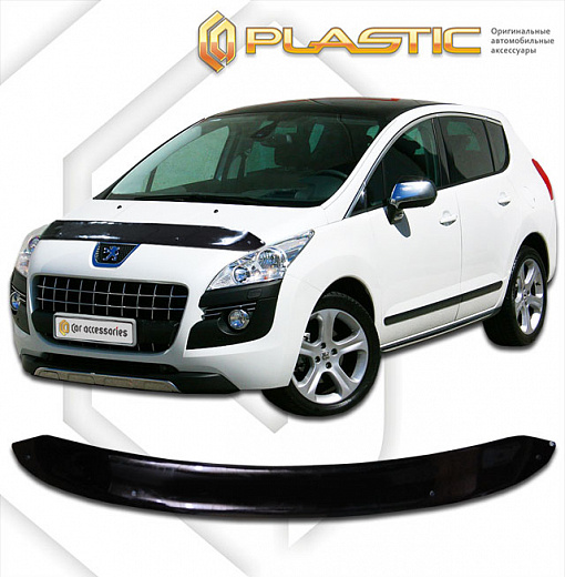 Дефлектор капота Classic черный Peugeot 3008  2009-2014 СА Пластик