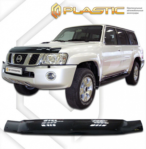 Дефлектор капота Classic черный Nissan Safari  2005-2007 СА Пластик