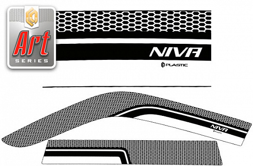 Ветровики дверей Серия "Art" черная ВАЗ Lada Niva Travel  2020-н.в. СА Пластик