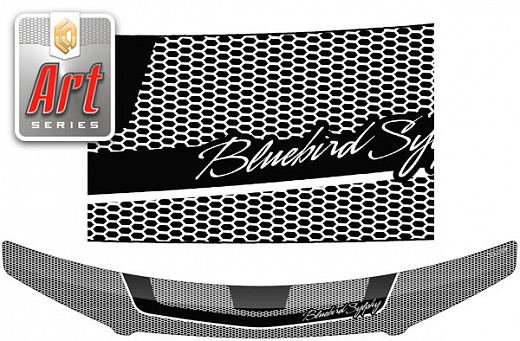 Дефлектор капота Серия "Art" серебро Nissan Bluebird Sylphy  2000-2005 СА Пластик