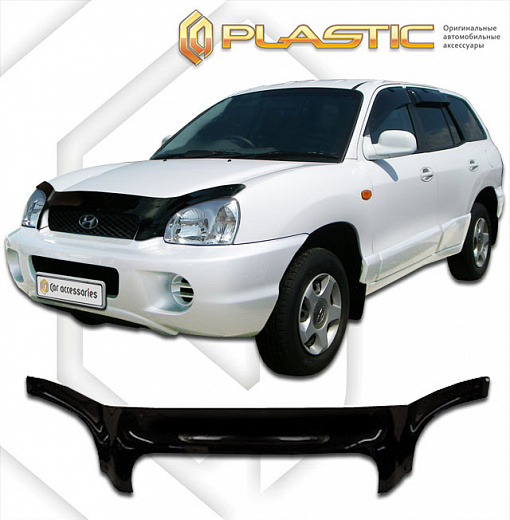 Дефлектор капота (exclusive) Classic черный Hyundai Santa Fe Classic  2001-2005 СА Пластик