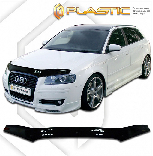 Дефлектор капота Classic черный Audi A3  2005–2008 СА Пластик