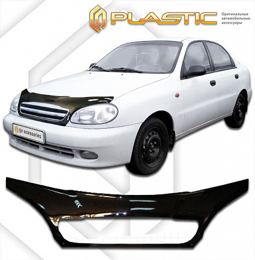 Дефлектор капота (exclusive) Classic черный Chevrolet Lanos  2005-2009 СА Пластик