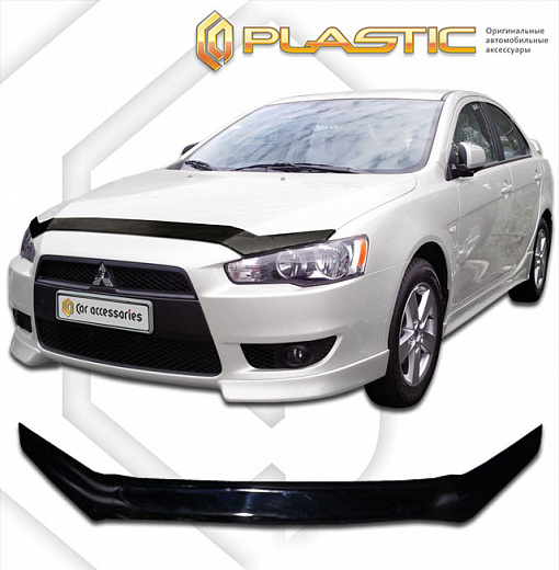 Дефлектор капота Classic черный Mitsubishi Lancer  2007–н.в. СА Пластик