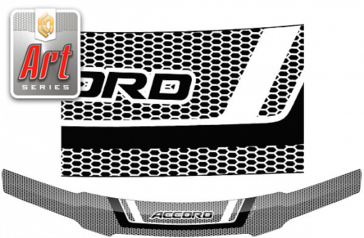 Дефлектор капота Серия "Art" белая Honda Accord  1997-2001 СА Пластик