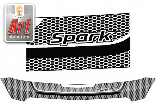 Дефлектор капота Серия "Art" графит Chevrolet Spark  2010–н.в. СА Пластик