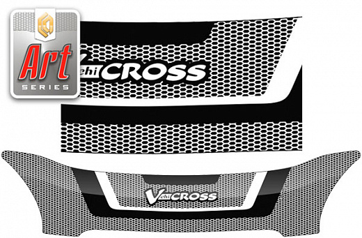 Дефлектор капота Серия "Art" серебро Isuzu VehiCross  1997-2001 СА Пластик