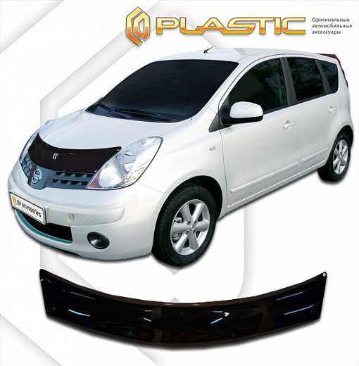 Дефлектор капота Classic черный Nissan Note  2006-2008 СА Пластик