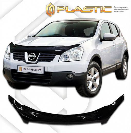 Дефлектор капота (exclusive) Classic черный Nissan Dualis  2007–н.в. СА Пластик