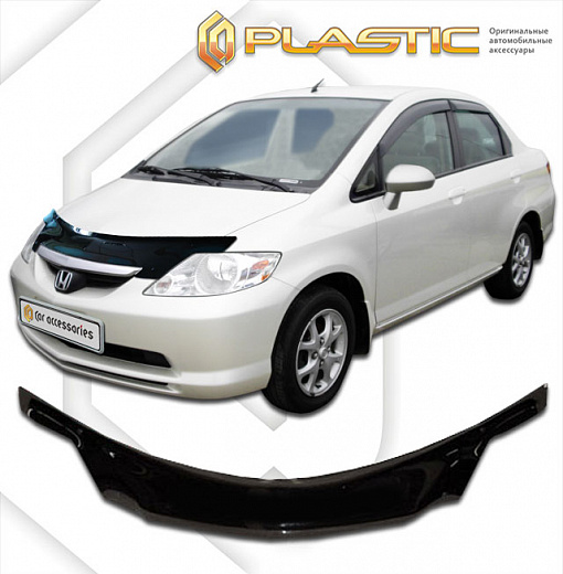 Дефлектор капота (exclusive) Classic черный Honda Fit Aria  2002-2004 СА Пластик