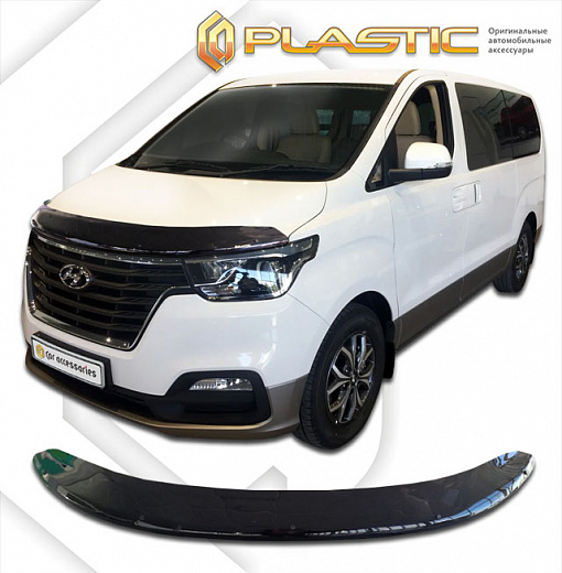 Дефлектор капота (exclusive) Classic черный Hyundai H1  2017-н.в.  СА Пластик