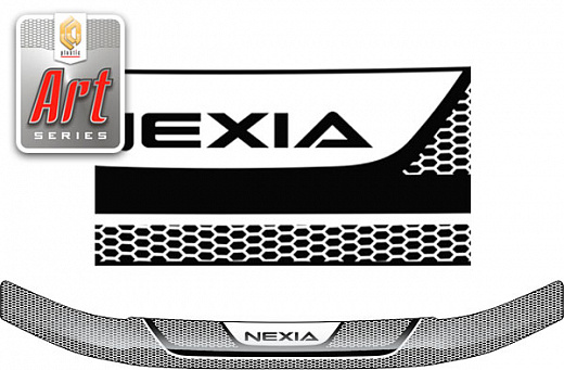 Дефлектор капота Серия "Art" черная Daewoo Nexia  1995-2008 СА Пластик