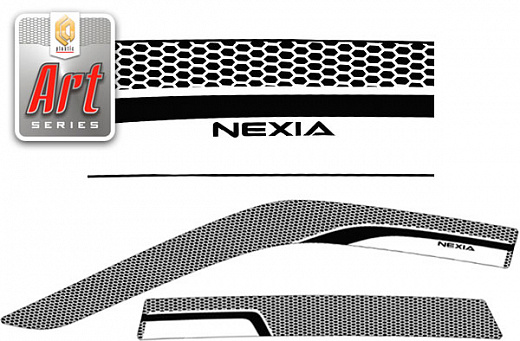 Ветровики дверей Серия "Art" серебро Daewoo Nexia  1995-2008 СА Пластик