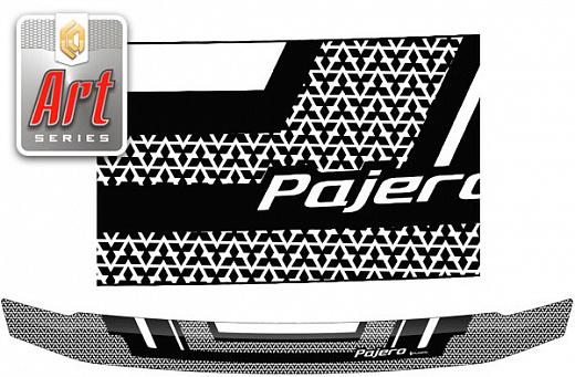 Дефлектор капота Серия "Art" графит Mitsubishi Pajero  2007–н.в. СА Пластик