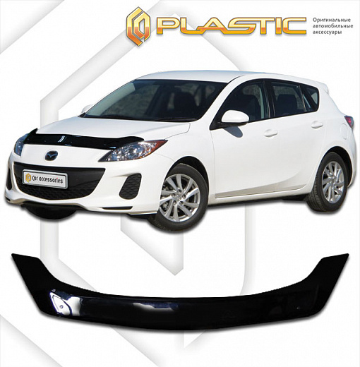 Дефлектор капота Classic черный Mazda 3 хэтчбэк 2009-2013 СА Пластик