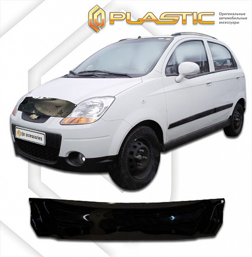 Дефлектор капота Classic черный Chevrolet Spark  2005-2009 СА Пластик