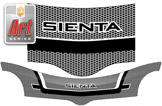 Дефлектор капота Серия "Art" графит Toyota Sienta  2003-2015 СА Пластик