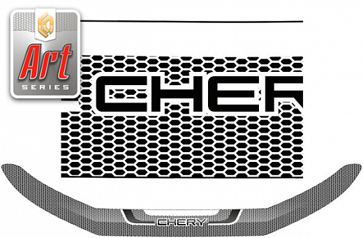 Дефлектор капота Серия "Art" черная Chery Tiggo 8 Pro  2021–н.в.  СА Пластик
