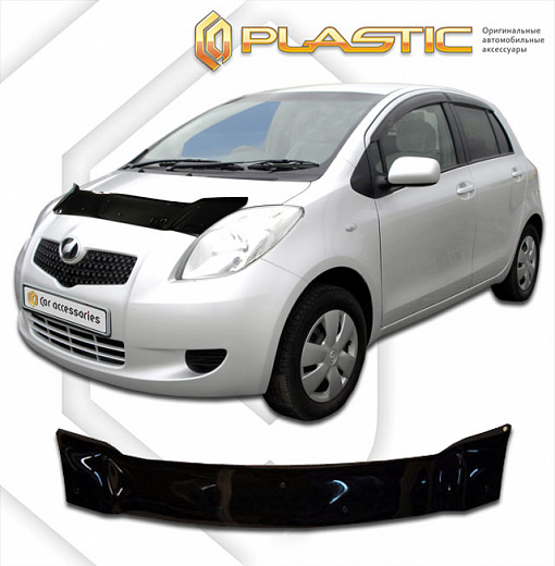 Дефлектор капота Classic черный Toyota Vitz  2005-2010 СА Пластик