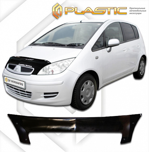 Дефлектор капота Classic черный Mitsubishi Colt  2002-2005 СА Пластик