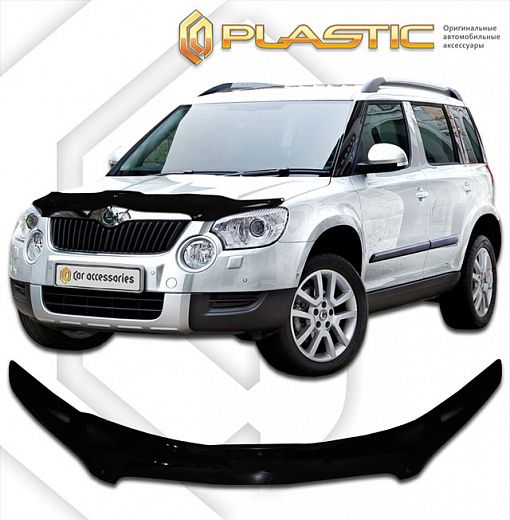 Дефлектор капота Classic черный Skoda Yeti  2009-2013 СА Пластик
