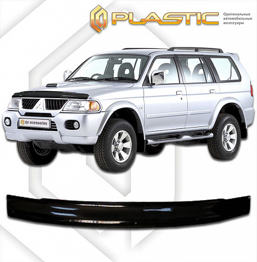 Дефлектор капота Classic черный Mitsubishi Pajero Sport 1997-2008 СА Пластик