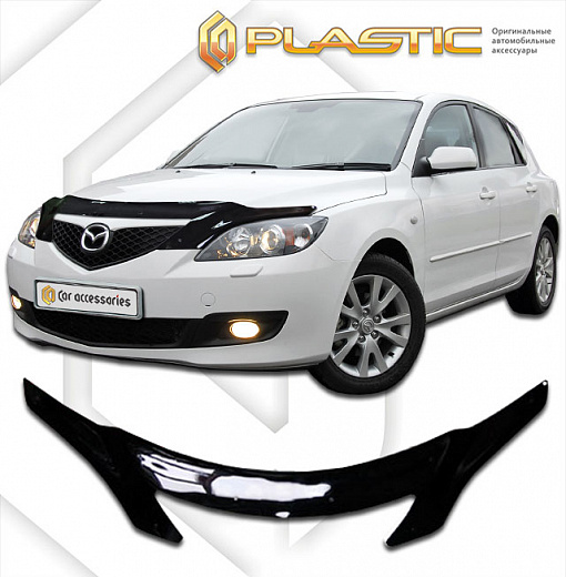 Дефлектор капота (exclusive) Classic черный Mazda Axela хэтчбэк 2004-2009 СА Пластик