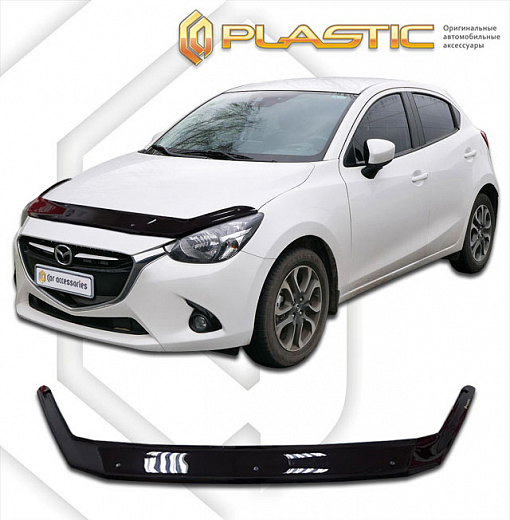 Дефлектор капота Classic черный Mazda Demio  2014-2019 СА Пластик