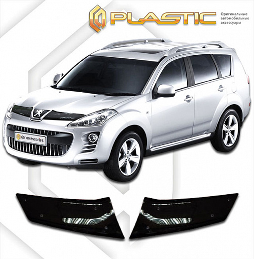 Дефлектор капота Classic черный Peugeot 4007  2007–2012 СА Пластик