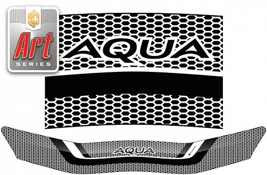 Дефлектор капота Серия "Art" серебро Toyota  Aqua  2017–2021 СА Пластик