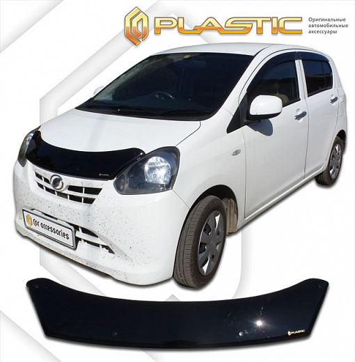 Дефлектор капота Classic черный Daihatsu Mira e:S  2011-2017 СА Пластик