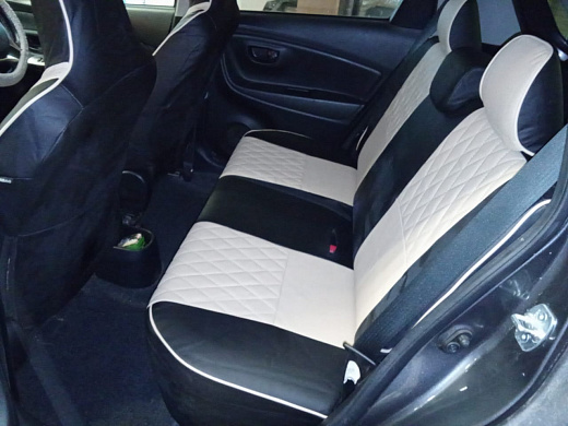 Чехлы из экокожи Toyota Vitz III 130 12.2010-03.2021 диван, литые подг. (Мод.417.0) Автокомфорт